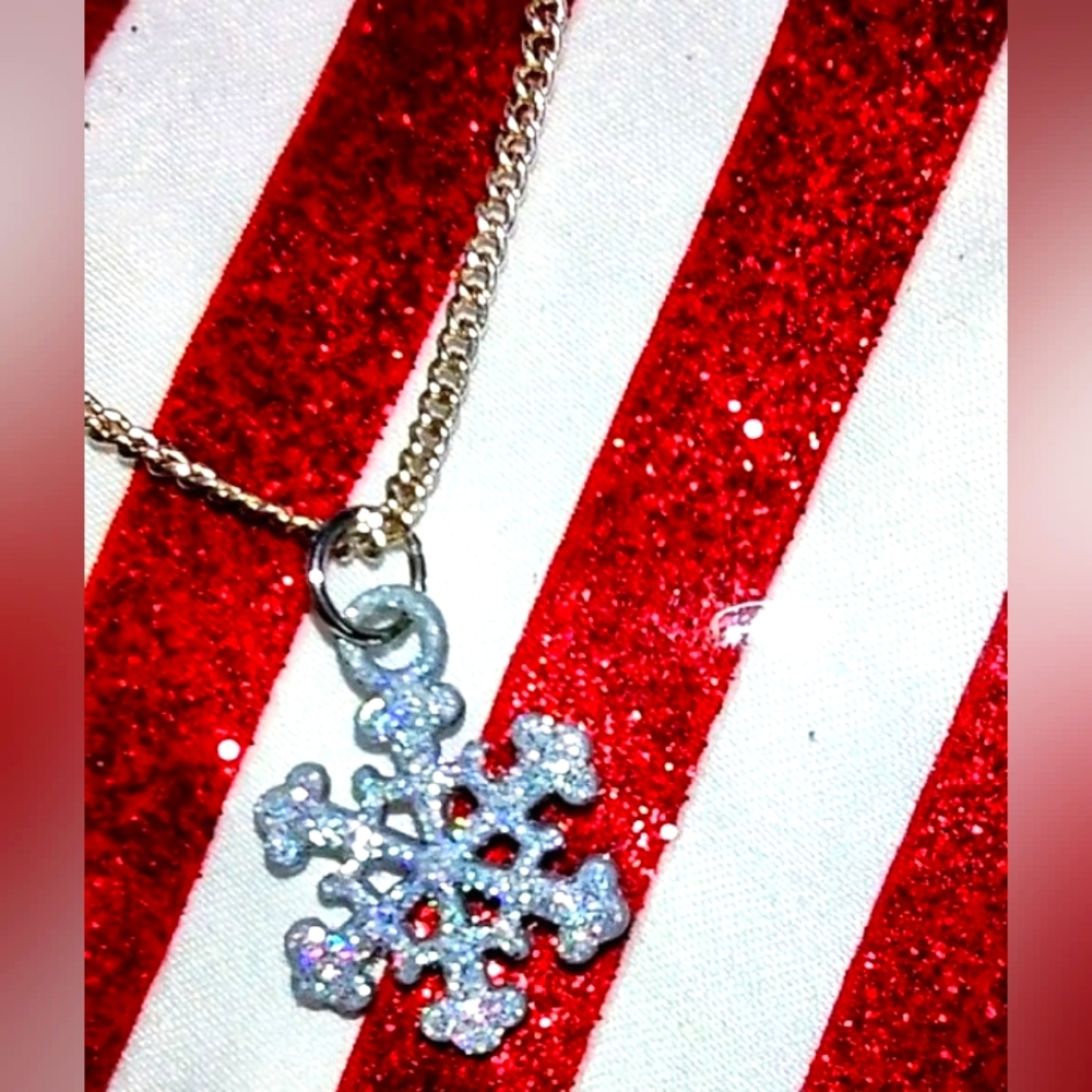 Rainbow Glitter Snowflake  Pendant - Picture 1 of 12